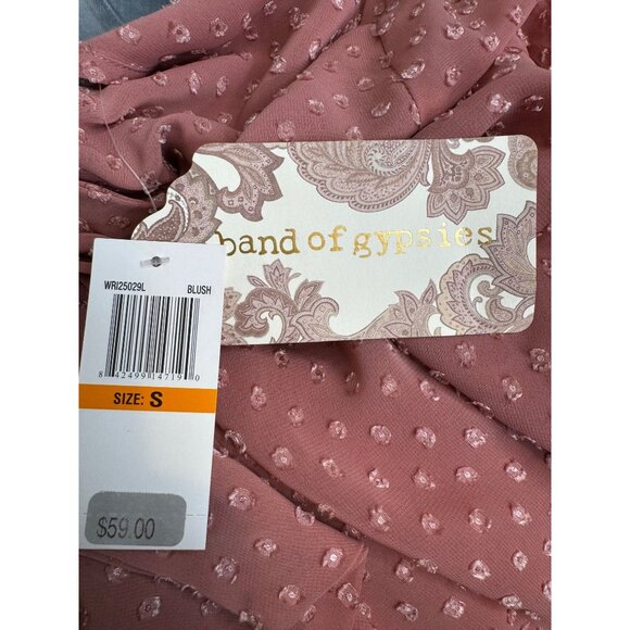 NWT Small Band Of Gypsies Blush Mauve Polka Dot Blouse Polyester - Picture 4 of 12